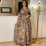 Long Sleeve Print Slim Maxi Dress SMR-11190