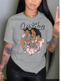 Plus Size Casual Print Short Sleeve T Shirt GQF-3009