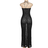 Sexy Hollow Out Halter Maxi Dress GYME-K22D15278