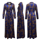Long Sleeve Print Slim Maxi Dress SMR-11190