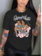 Plus Size Casual Print Short Sleeve T Shirt GQF-3009