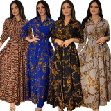 Long Sleeve Print Slim Maxi Dress SMR-11190
