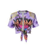 Print Tassel Split Tie Knot T Shirt GSDF-2070