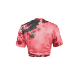 Print Tassel Split Tie Knot T Shirt GSDF-2070