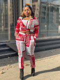 Fashion Print Long Sleeve Loose Two Piece Pants Set WSYF-5810