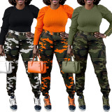 Fashion Camouflage Print Pocket Pant OD-8635