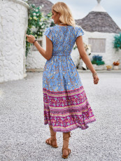 Bohemian Print V-neck Long Dress SNF-242LQ55074-SN18