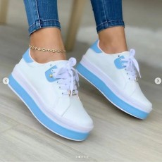 Black White Duplex Lace-up Sport Muffin Bottom Single Shoes TWZX-8051