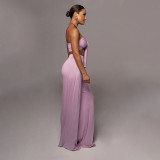 Solid Color Tie Up Wrap Two Piece Pants Set SSNF-211109