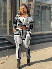 Fashion Print Long Sleeve Loose Two Piece Pants Set WSYF-5810