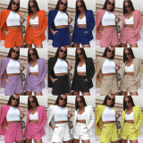 Casual Solid Small Suit ShortsSuit (With Belt) WSM-52800