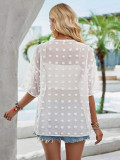 Solid Color Medium Hairball Thin Cardigan Shirt SNF-241KS55119-SN18