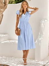 Solid Color V Neck Midi Dress SNF-231LQ52709-SN18