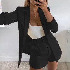 Casual Solid Small Suit ShortsSuit (With Belt) WSM-52800