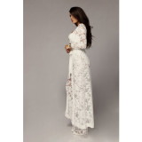 Lace Long Sleeve Tie UP Wide-leg Pants Three-piece Set YF-9225