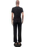 Fashion Sequin Short Sleeve Pants 2 Piece Set OD-8614