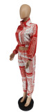 Fashion Print Long Sleeve Loose Two Piece Pants Set WSYF-5810