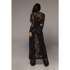 Lace Long Sleeve Tie UP Wide-leg Pants Three-piece Set YF-9225