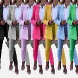 Solid Color Suit Casual Pants Two Piece Set SSNF-211248