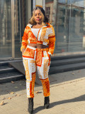 Fashion Print Long Sleeve Loose Two Piece Pants Set WSYF-5810