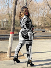 Fashion Print Long Sleeve Loose Two Piece Pants Set WSYF-5810