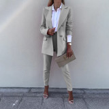 Solid Color Suit Casual Pants Two Piece Set SSNF-211248