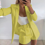 Casual Solid Small Suit ShortsSuit (With Belt) WSM-52800