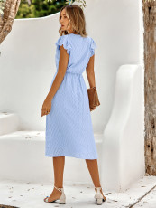 Solid Color V Neck Midi Dress SNF-231LQ52709-SN18