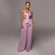 Solid Color Tie Up Wrap Two Piece Pants Set SSNF-211109