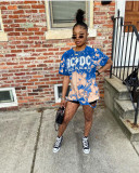 Fashion Print T-shirt Shorts Two Piece Set LSL-6355