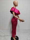 Fashion Solid Color Off Shoulder Two Piece Pants Set QYXZ-9164