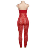 Sexy Sling Solid Color Lace Jumpsuit XEF-47554