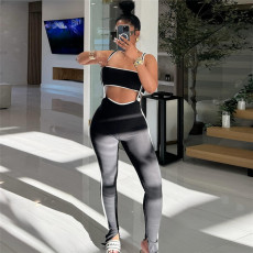 Solid Wrap Chest And Back Pants Two Piece Set XEF-47174