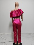 Fashion Solid Color Off Shoulder Two Piece Pants Set QYXZ-9164