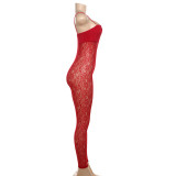 Sexy Sling Solid Color Lace Jumpsuit XEF-47554