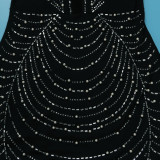 Hot Drill Feather Splicing Sling Mini Dress NY-3159