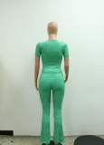 Solid Color Short Sleeve Two Piece Pants Set CYA-901183