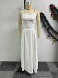 Solid Color Sling Split Backless Maxi Dress NY-10790