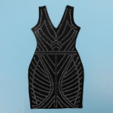 Hot Drill V Neck Sleeveless Mini Dress NY-3190