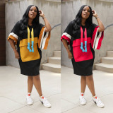 Casual Loose Color Block Midi Dress YNSF-2648