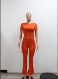 Solid Color Short Sleeve Two Piece Pants Set CYA-901183