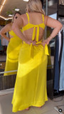Solid Color Sling Split Backless Maxi Dress NY-10790
