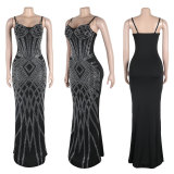Hot Drill Solid Sling Slim Maxi Dress NY-3188