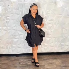 Solid Single Breasted Loose Shirt Dress SFY-466