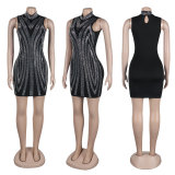 Hot Drill Sleeveless Tight Mini Dress NY-3202