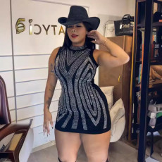 Hot Drill Sleeveless Tight Mini Dress NY-3202