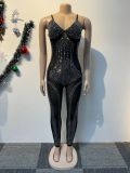 Hot Drill See Through Slim Sling Jumpsuit NY-3193