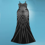 Hot Drill Solid Sling Slim Maxi Dress NY-3188