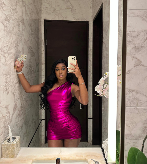 Single Shoulder Pleated Tight Mini Dress HMS-5581