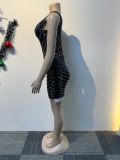 Hot Drill V Neck Sleeveless Mini Dress NY-3190